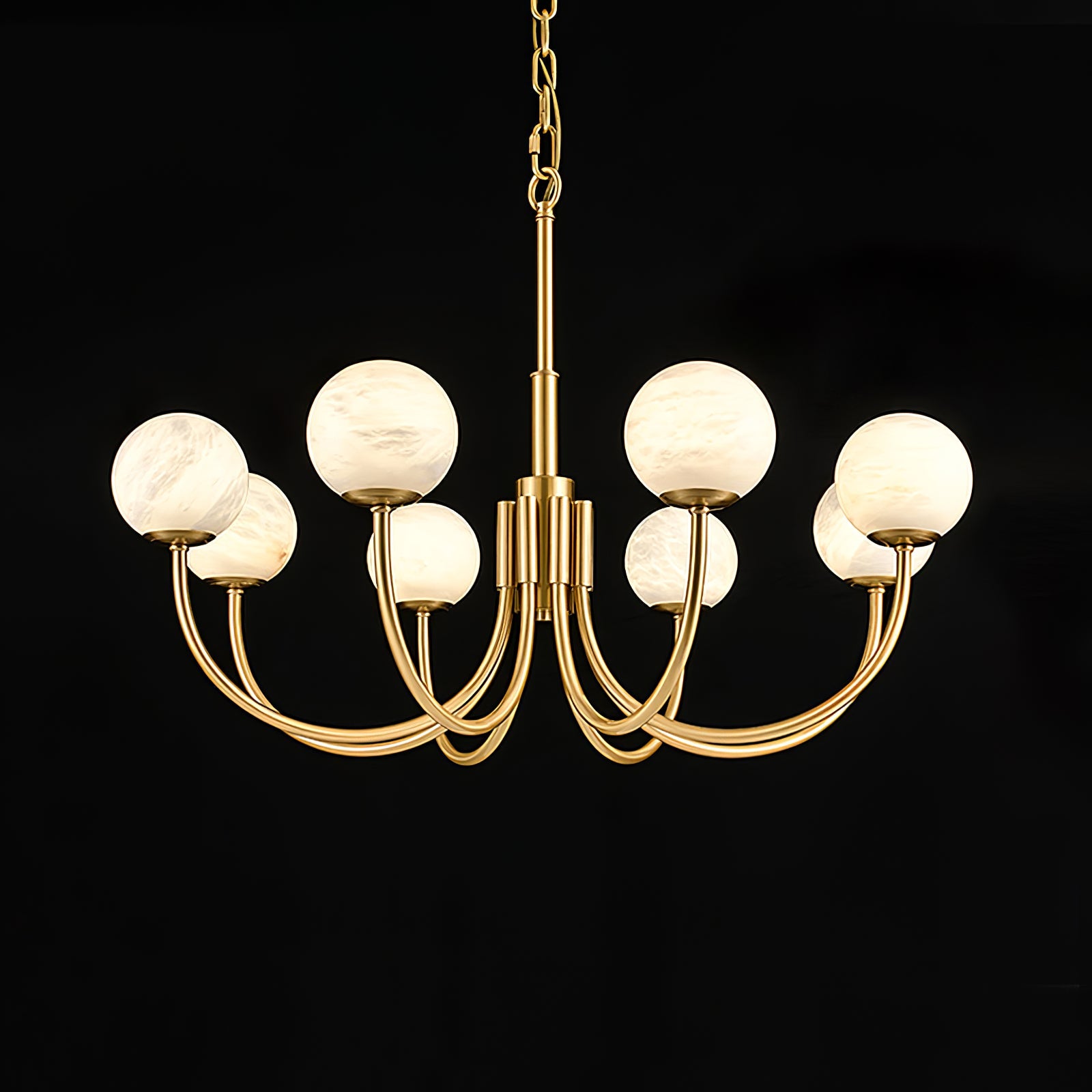 Lustre moderne Paal en Albâtre Laiton et blanc