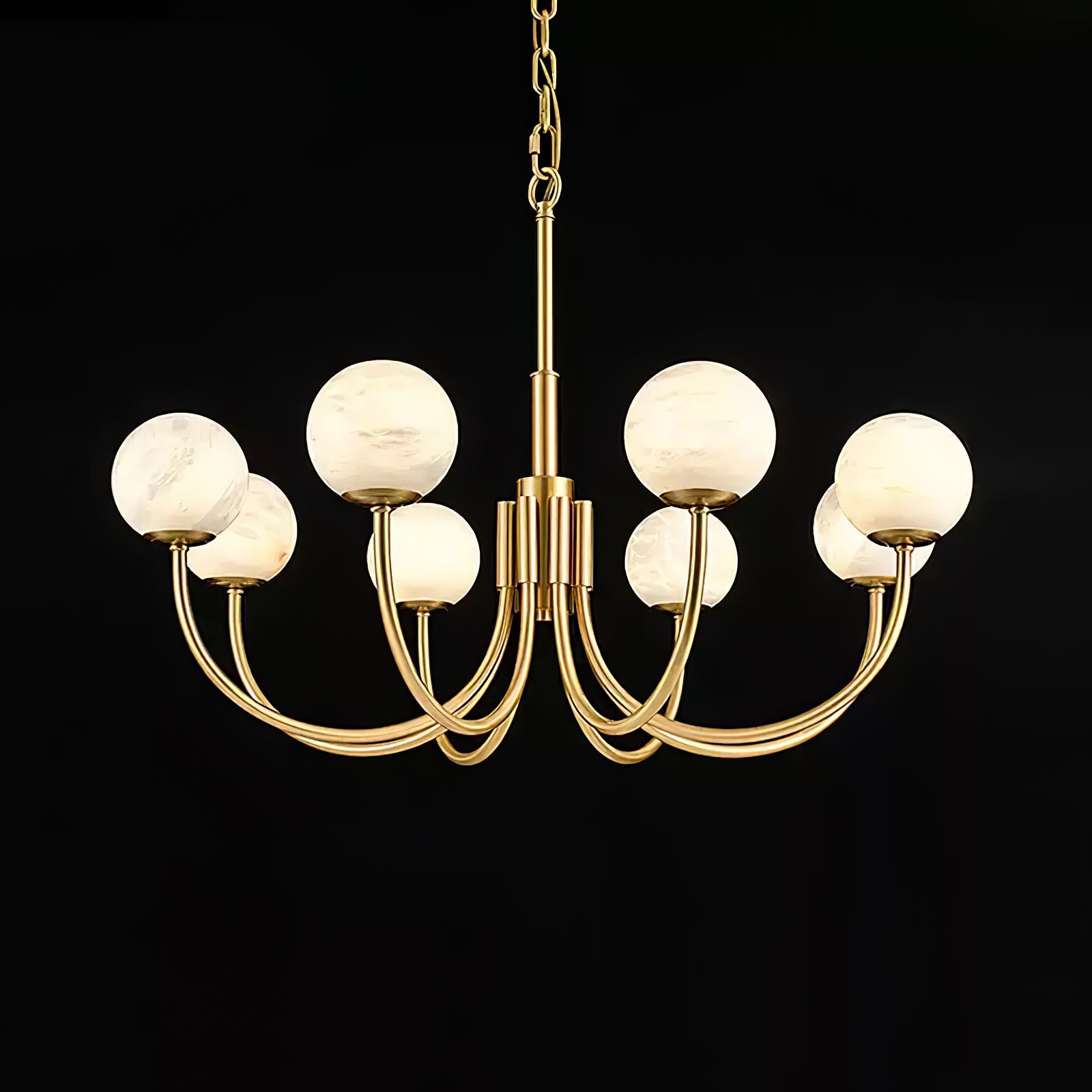 Lustre moderne Paal en Albâtre Laiton et blanc