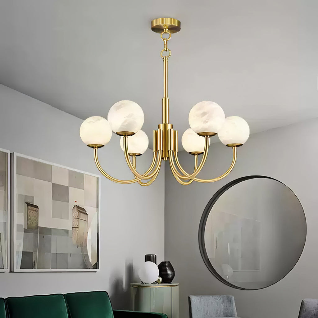 Lustre moderne Paal en Albâtre Laiton et blanc