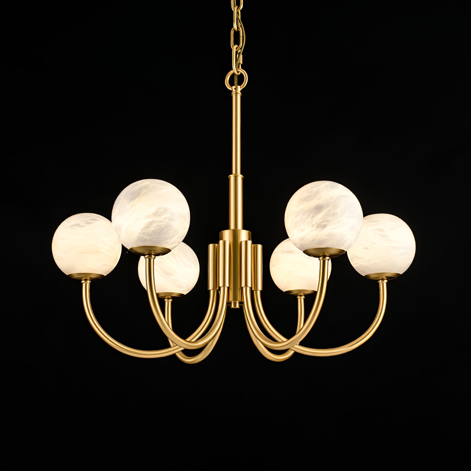 Lustre moderne Paal en Albâtre Laiton et blanc