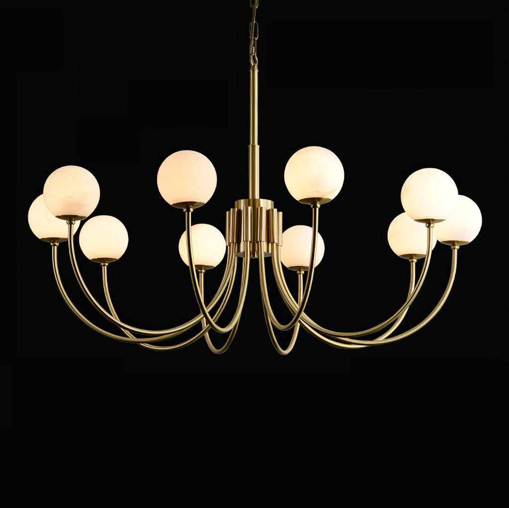 Lustre moderne Paal en Albâtre Laiton et blanc