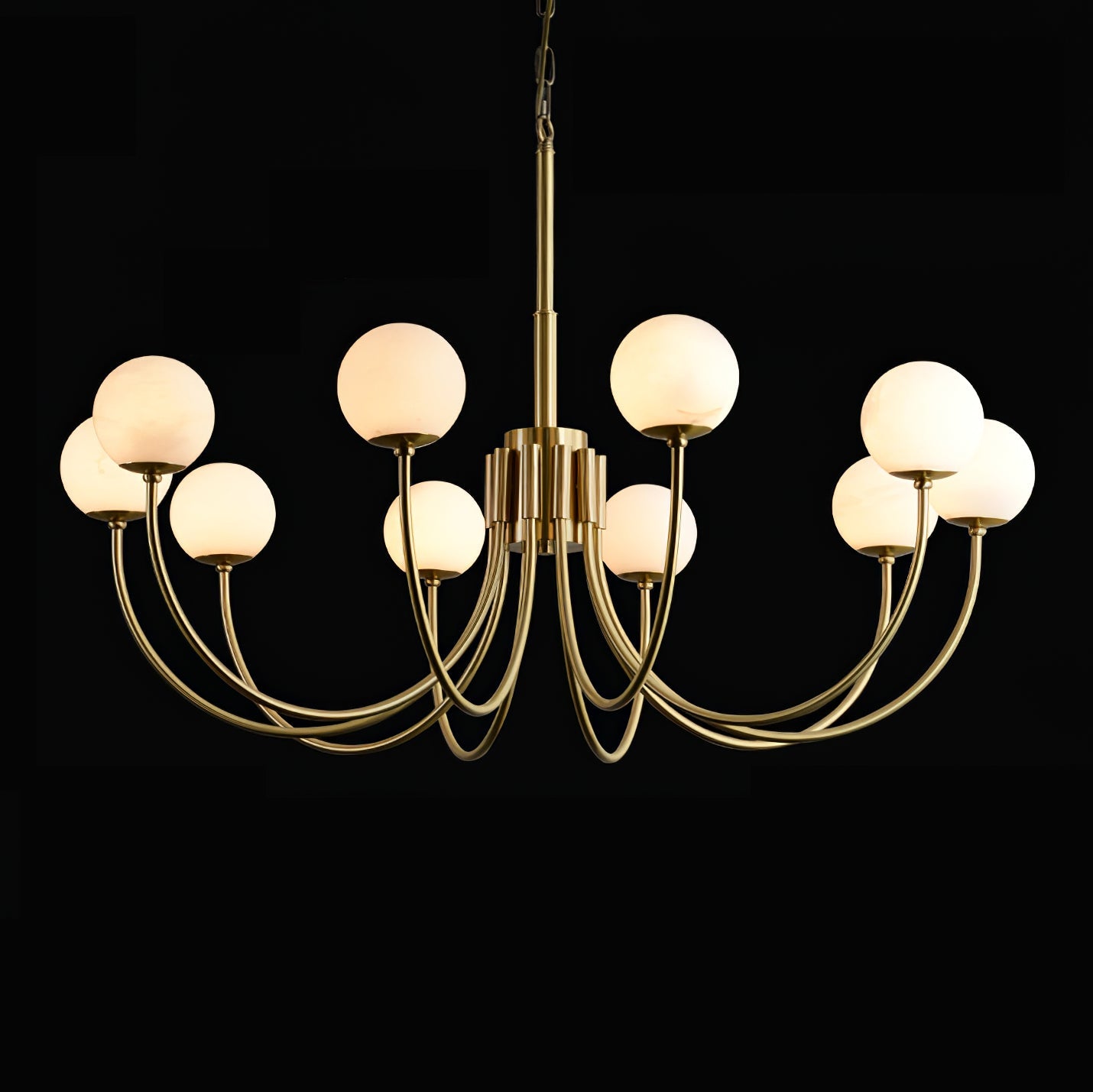 Lustre moderne Paal en Albâtre Laiton et blanc