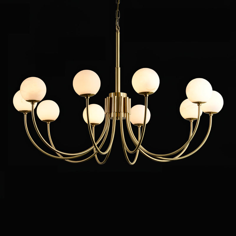 Paal Modern Alabaster Chandelier, Brass and White