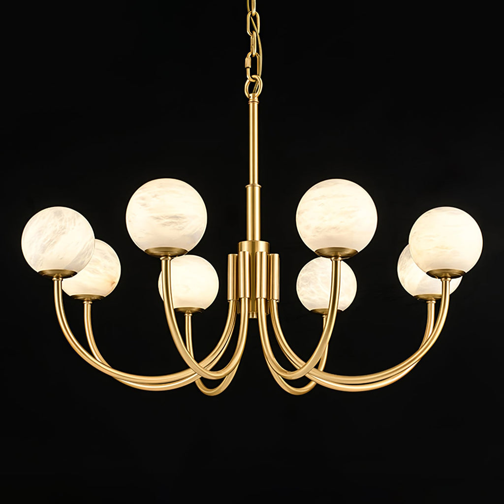 Lustre moderne Paal en Albâtre Laiton et blanc