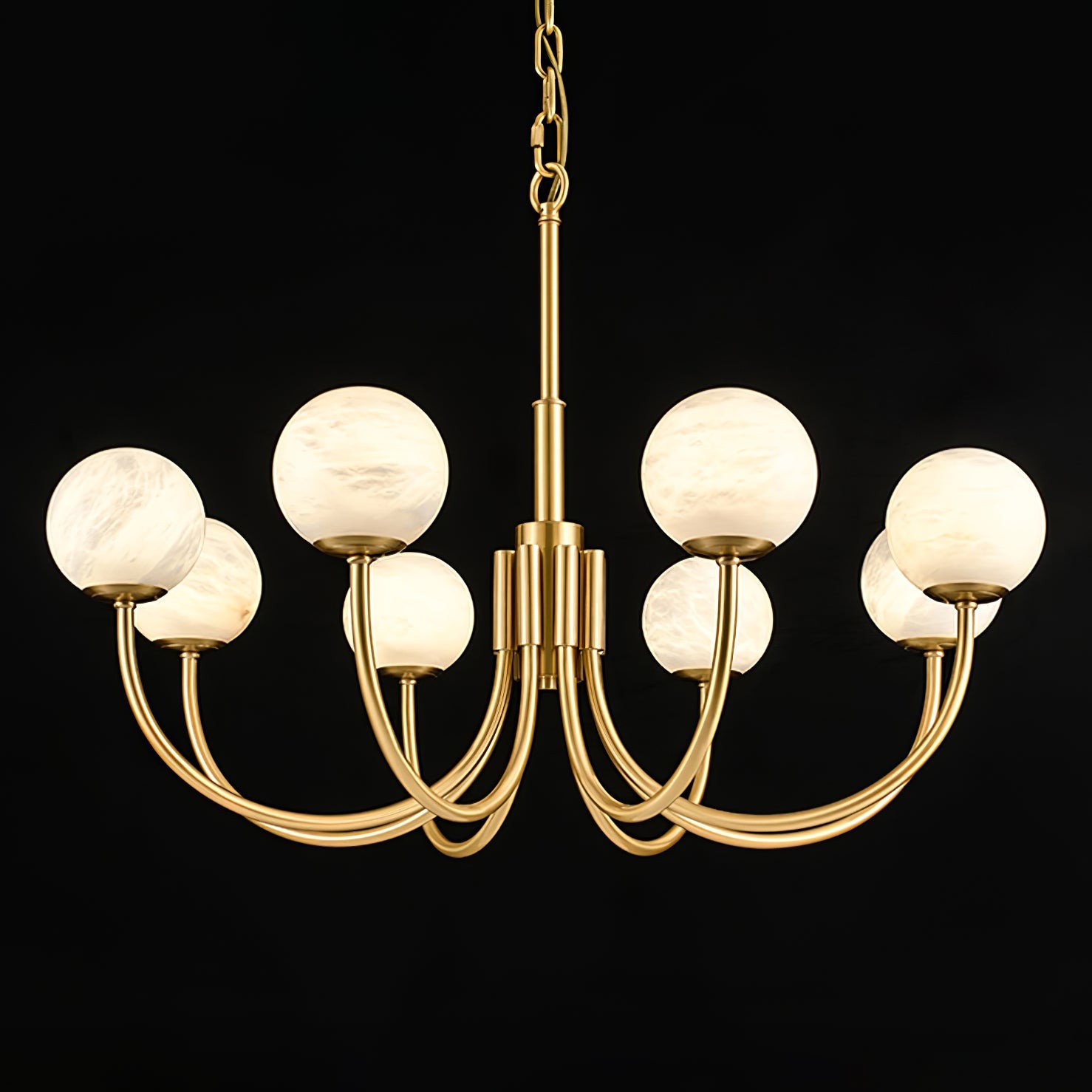 Lustre moderne Paal en Albâtre Laiton et blanc