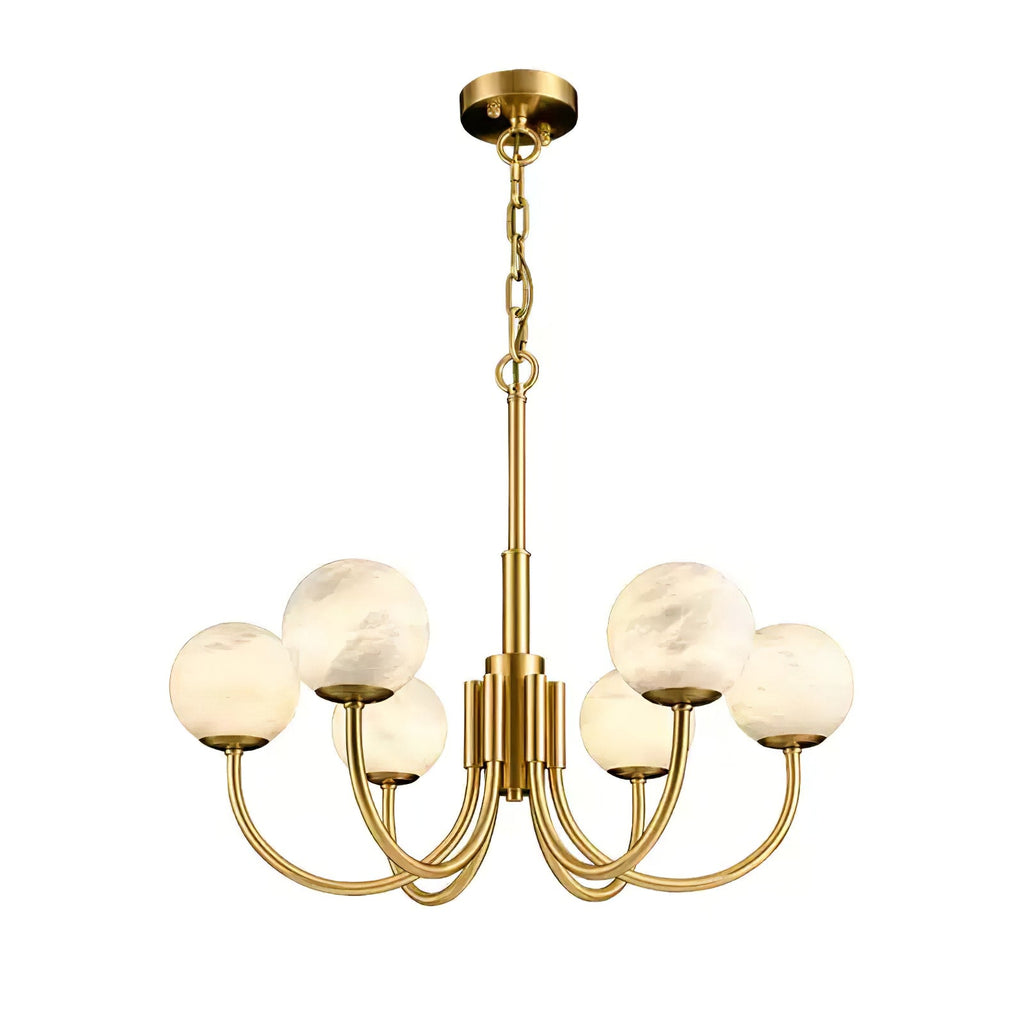 Lustre moderne Paal en Albâtre Laiton et blanc