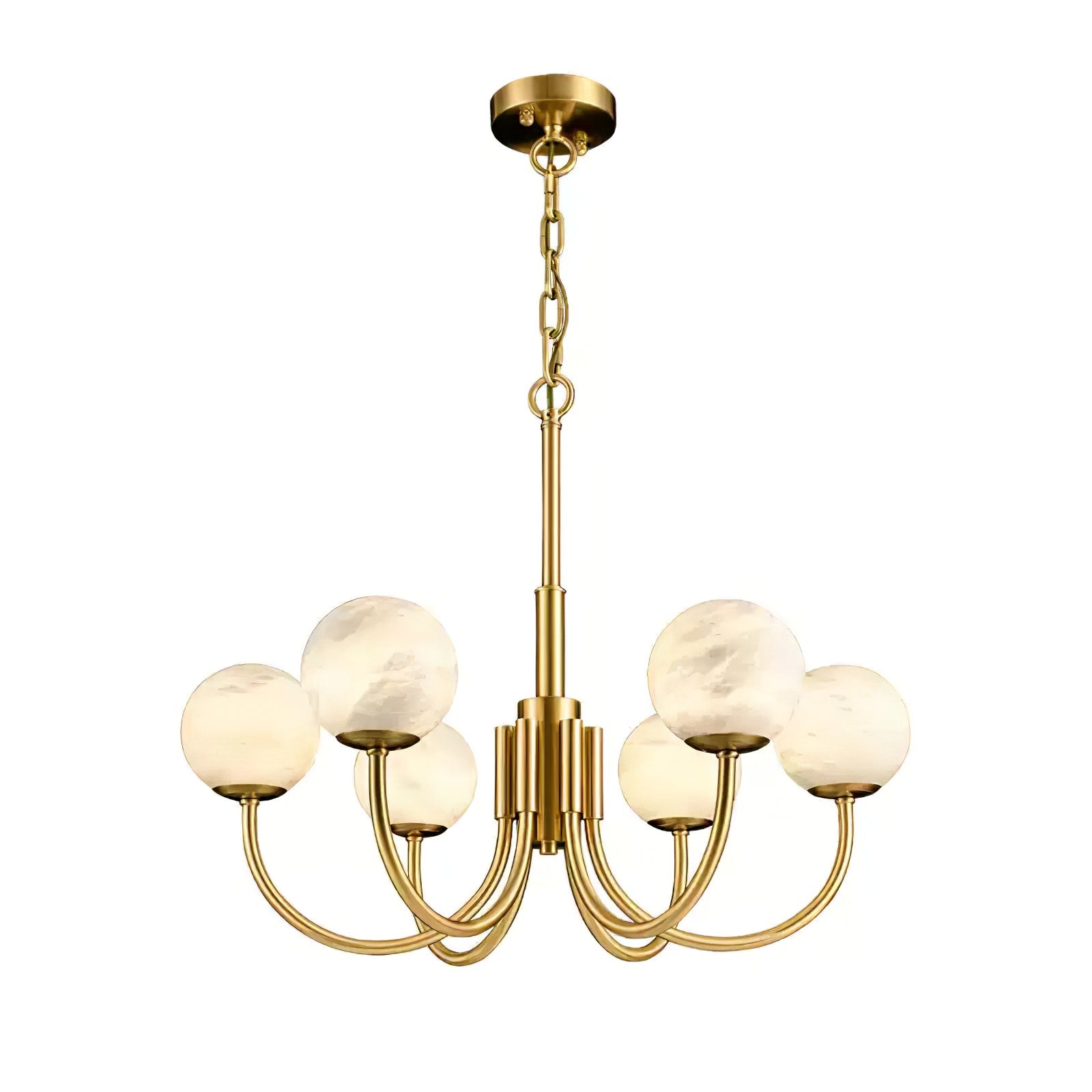 Lustre moderne Paal en Albâtre Laiton et blanc