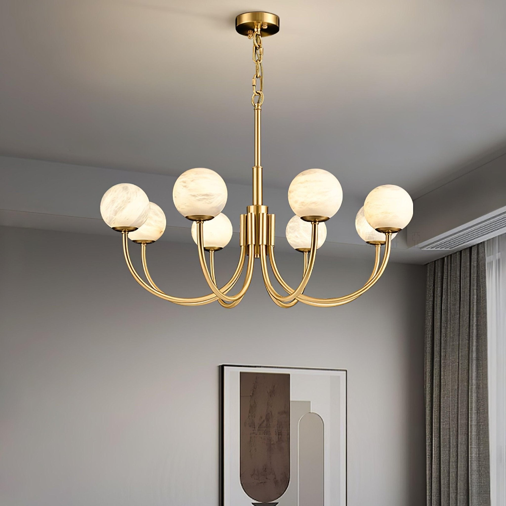 Lustre moderne Paal en Albâtre Laiton et blanc