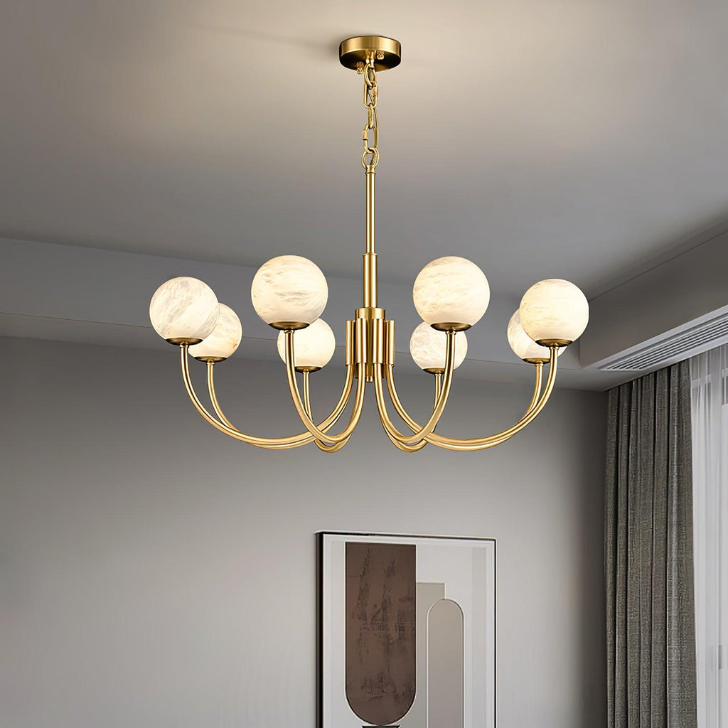 Lustre moderne Paal en Albâtre Laiton et blanc