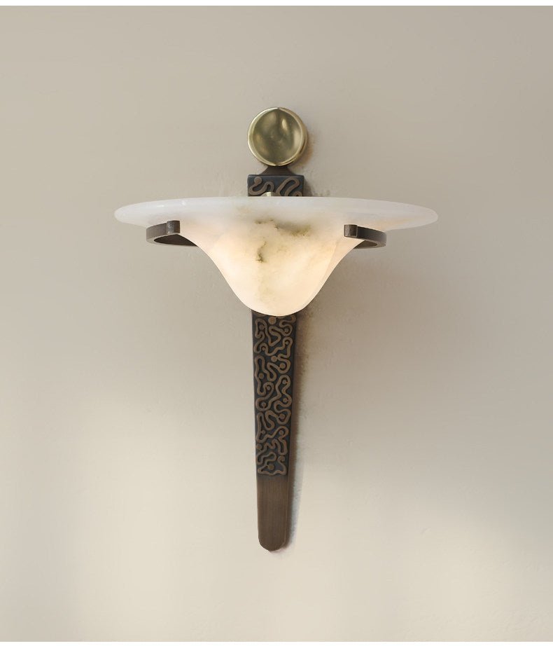 Applique murale moderne Flosi en Albâtre Bronze et blanc