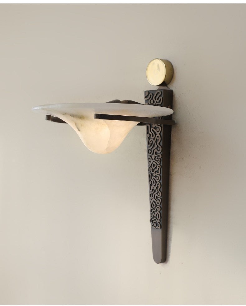 Applique murale moderne Flosi en Albâtre Bronze et blanc