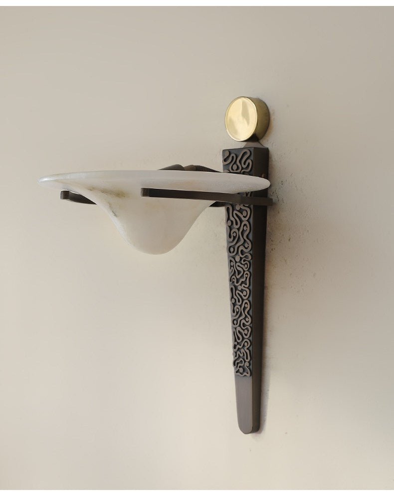 Applique murale moderne Flosi en Albâtre Bronze et blanc