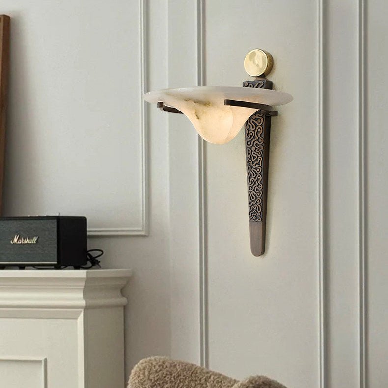 Applique murale moderne Flosi en Albâtre Bronze et blanc
