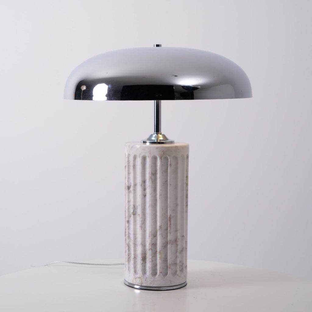 Lampe à poser moderne Wyatt en Marbre Blanc et chrome