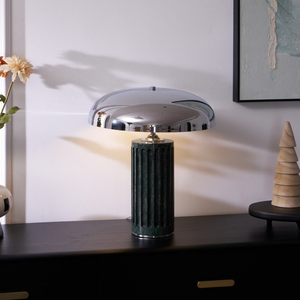 Lampe à poser moderne Wyatt en Marbre Vert et chrome