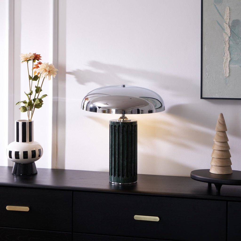 Lampe à poser moderne Wyatt en Marbre Blanc et chrome