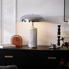 Lampe à poser moderne Wyatt en Marbre Blanc et chrome