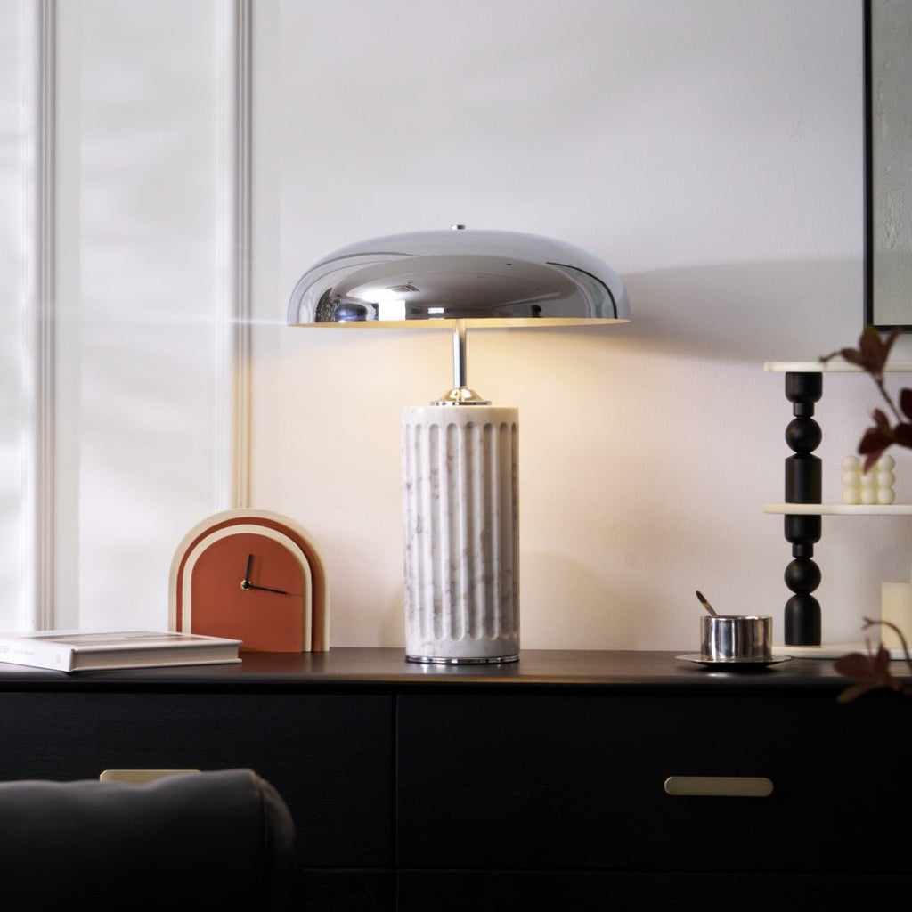 Lampe à poser moderne Wyatt en Marbre Vert et chrome