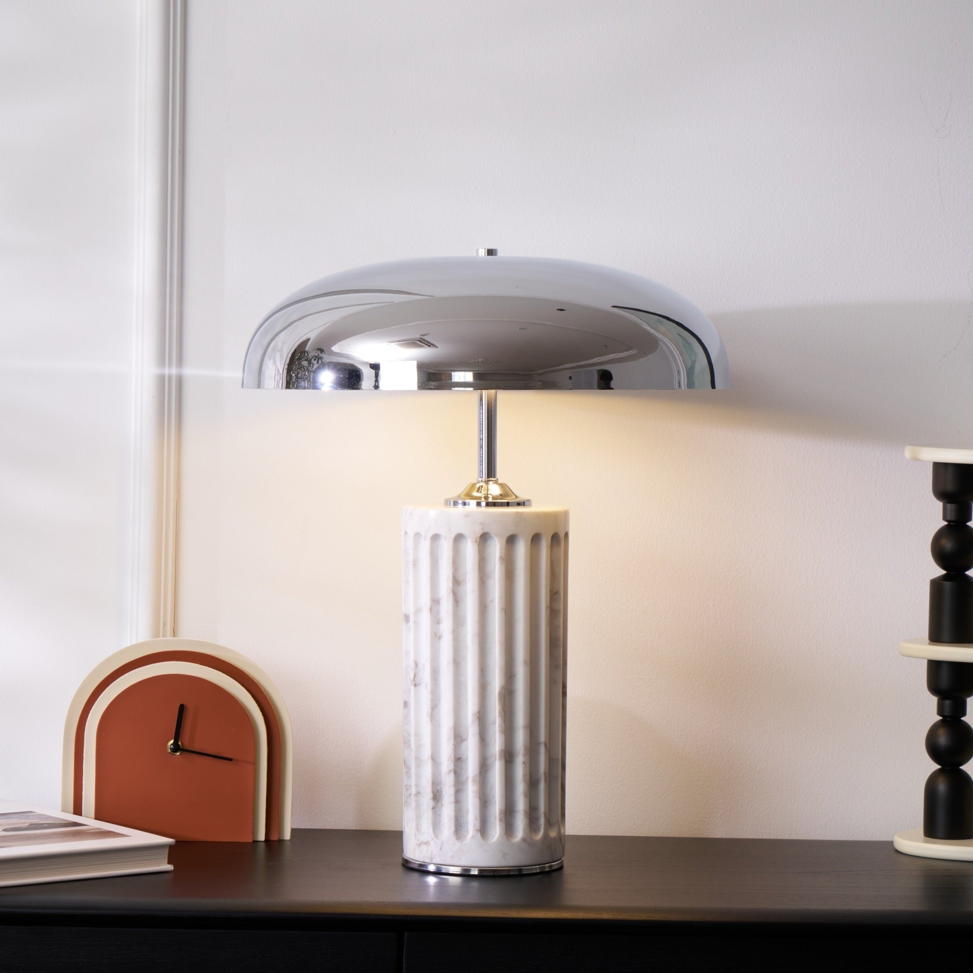 Lampe à poser moderne Wyatt en Marbre Vert et chrome