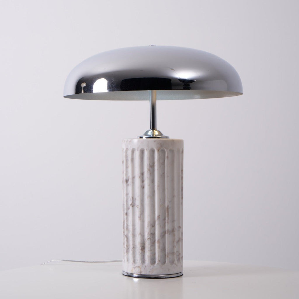 Lampe à poser moderne Wyatt en Marbre Blanc et chrome