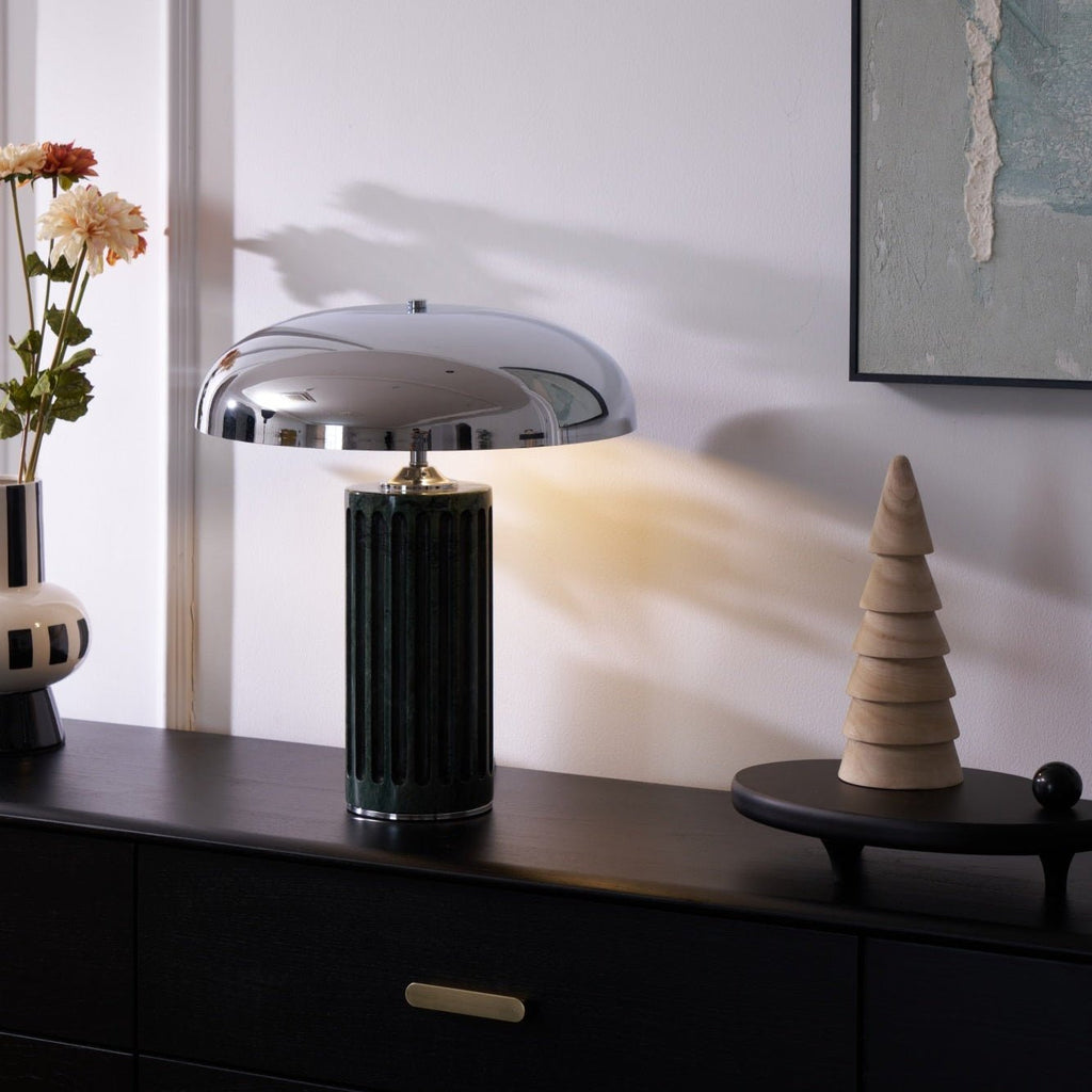Lampe à poser moderne Wyatt en Marbre Blanc et chrome