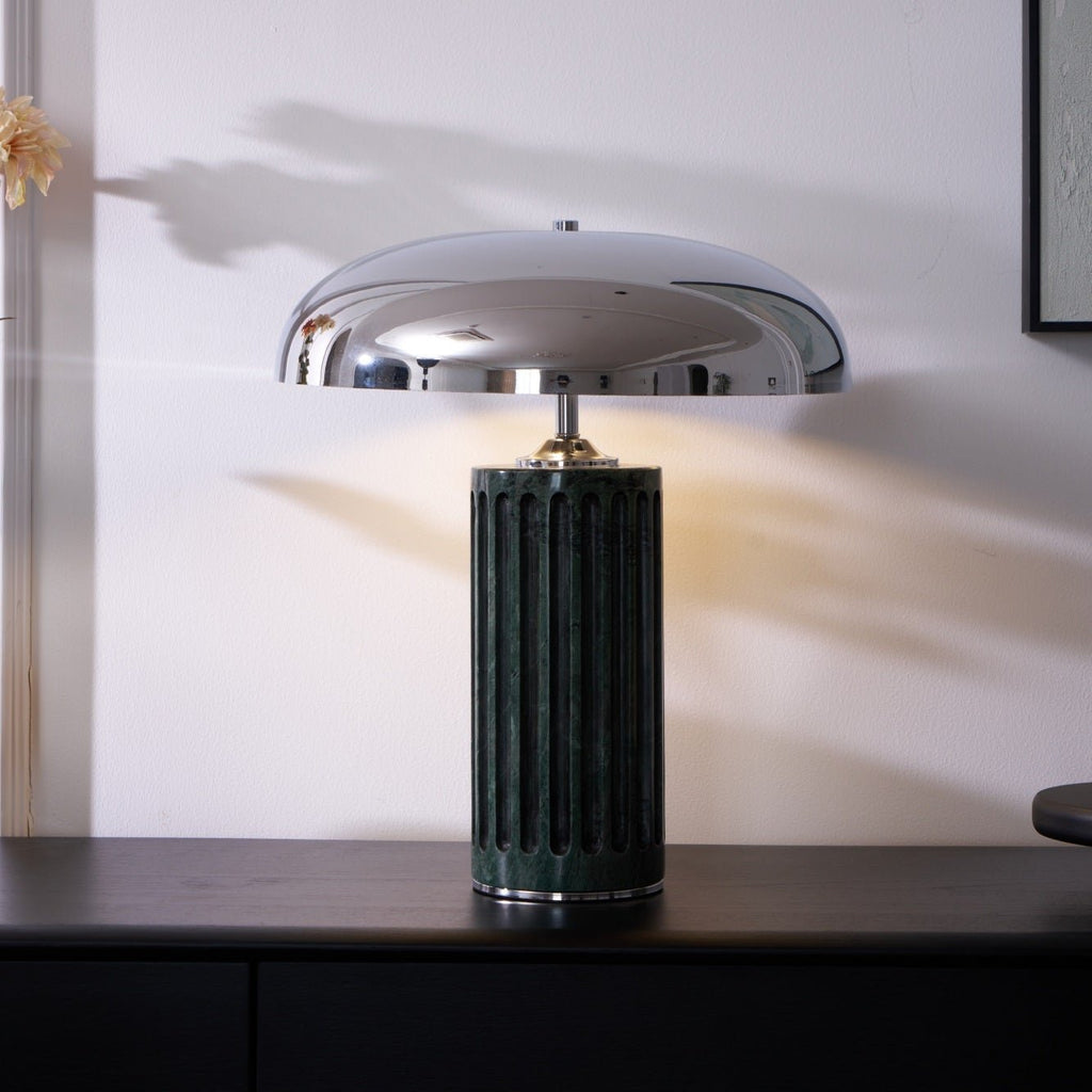 Lampe à poser moderne Wyatt en Marbre Blanc et chrome