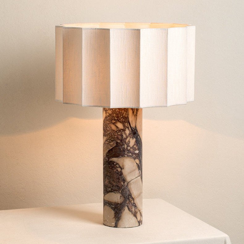 Lampe à poser moderne Asgrim en Marbre Bulgari violet et blanc