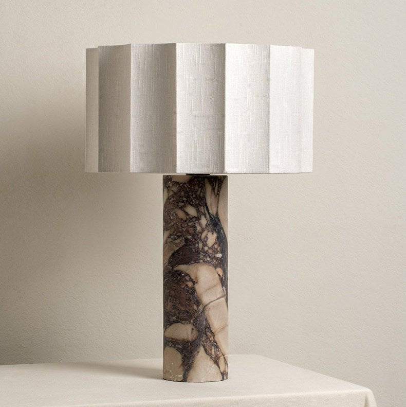 Lampe à poser moderne Asgrim en Marbre Bulgari violet et blanc