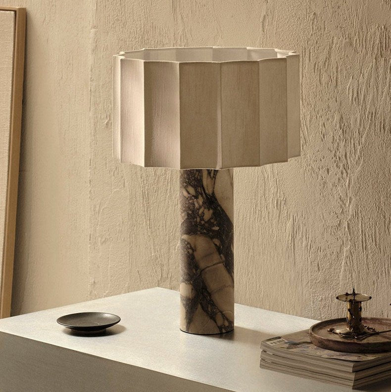 Lampe à poser moderne Asgrim en Marbre Bulgari violet et blanc