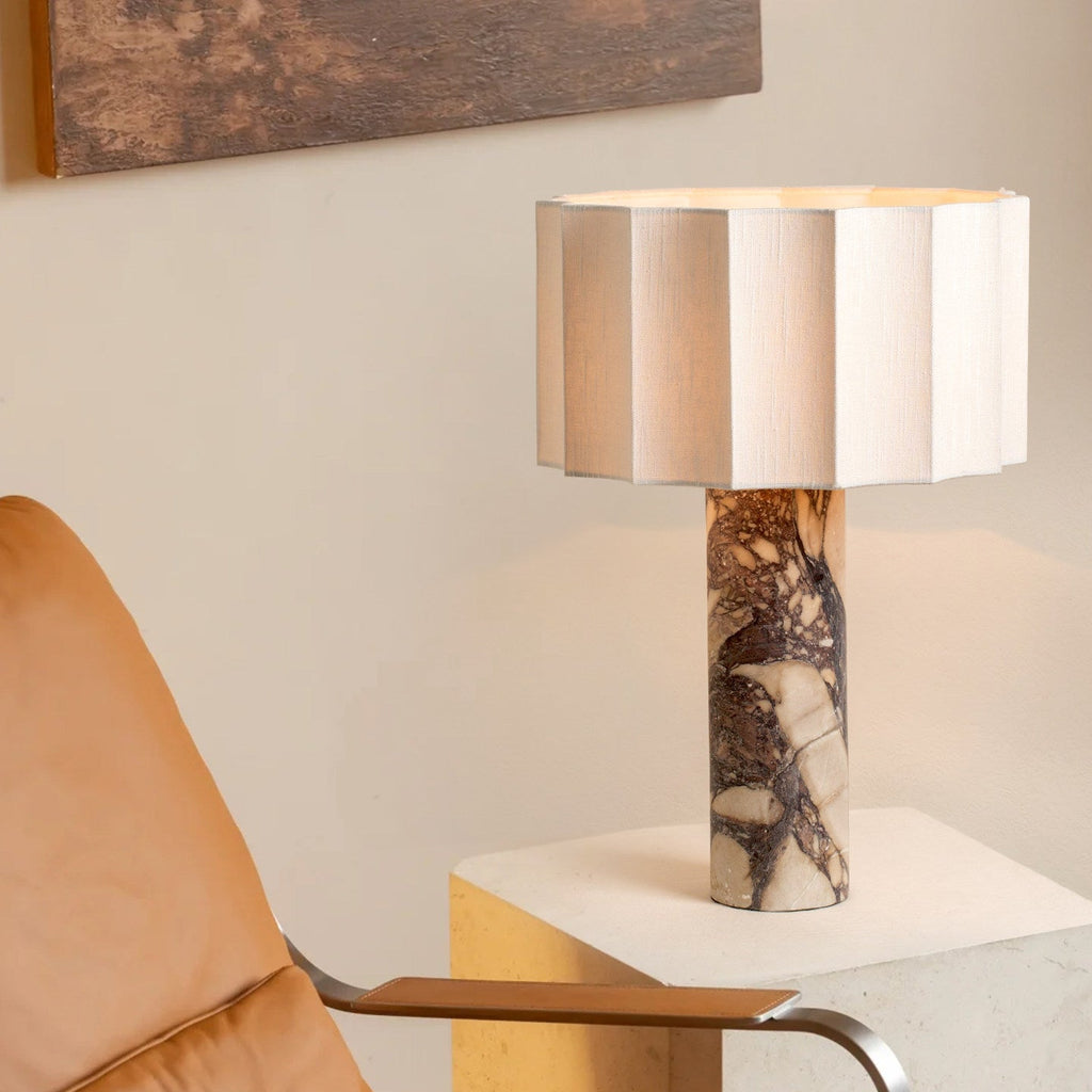 Lampe à poser moderne Asgrim en Marbre Bulgari violet et blanc