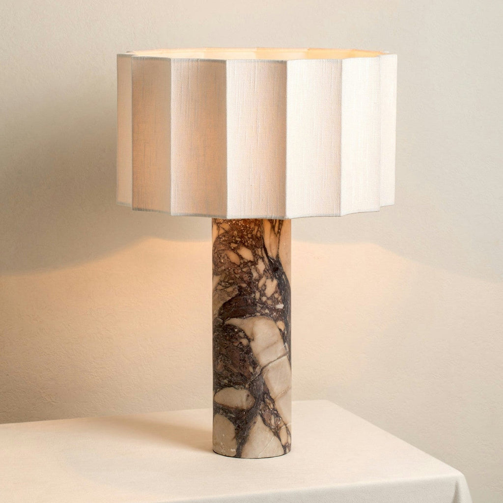 Lampe à poser moderne Asgrim en Marbre Bulgari violet et blanc