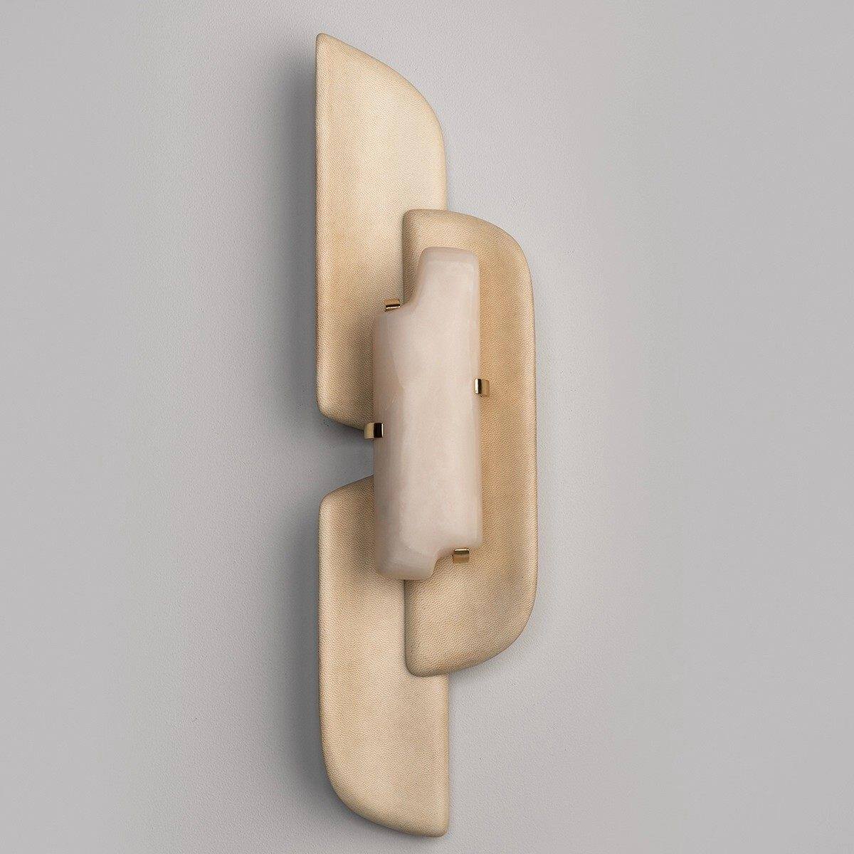 Applique murale moderne Theon en Blanc albâtre et beige