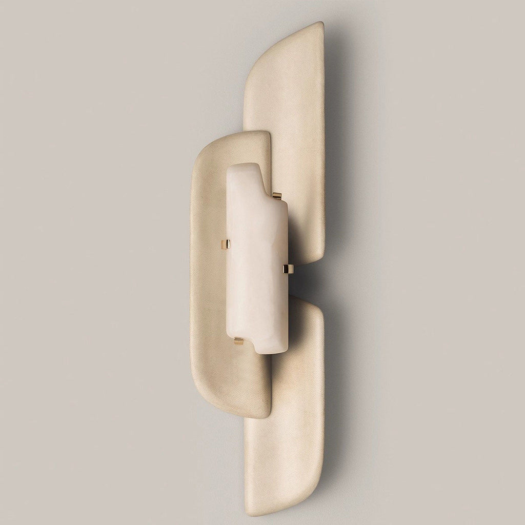 Applique murale moderne Theon en Blanc albâtre et beige