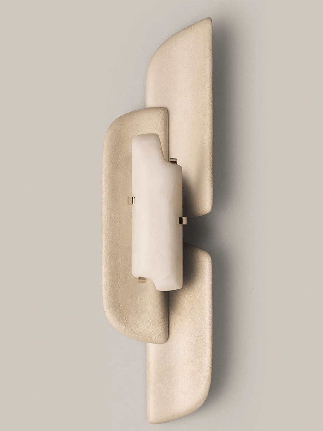 Applique murale moderne Theon en Blanc albâtre et beige