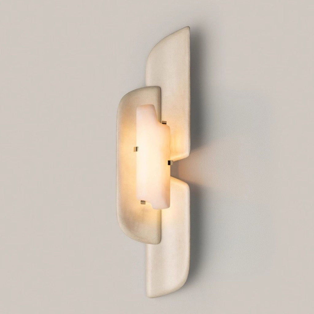 Applique murale moderne Theon en Blanc albâtre et beige