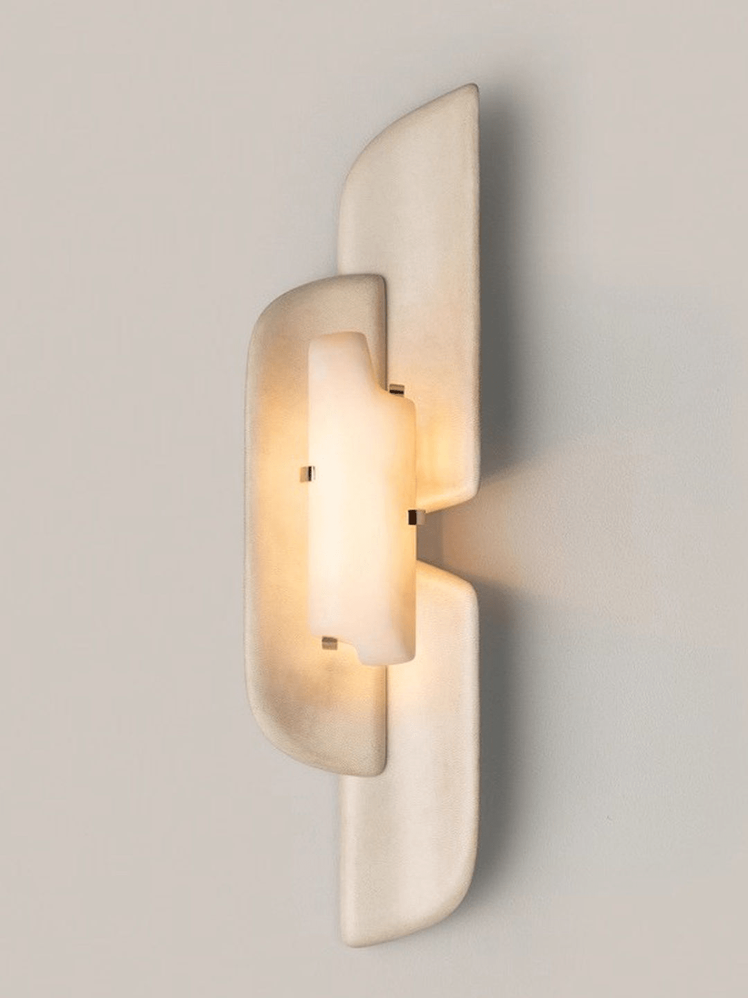 Applique murale moderne Theon en Blanc albâtre et beige