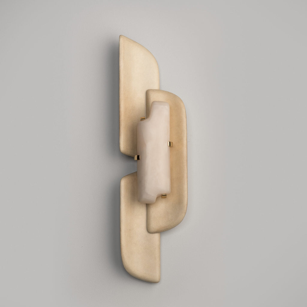 Applique murale moderne Theon en Blanc albâtre et beige