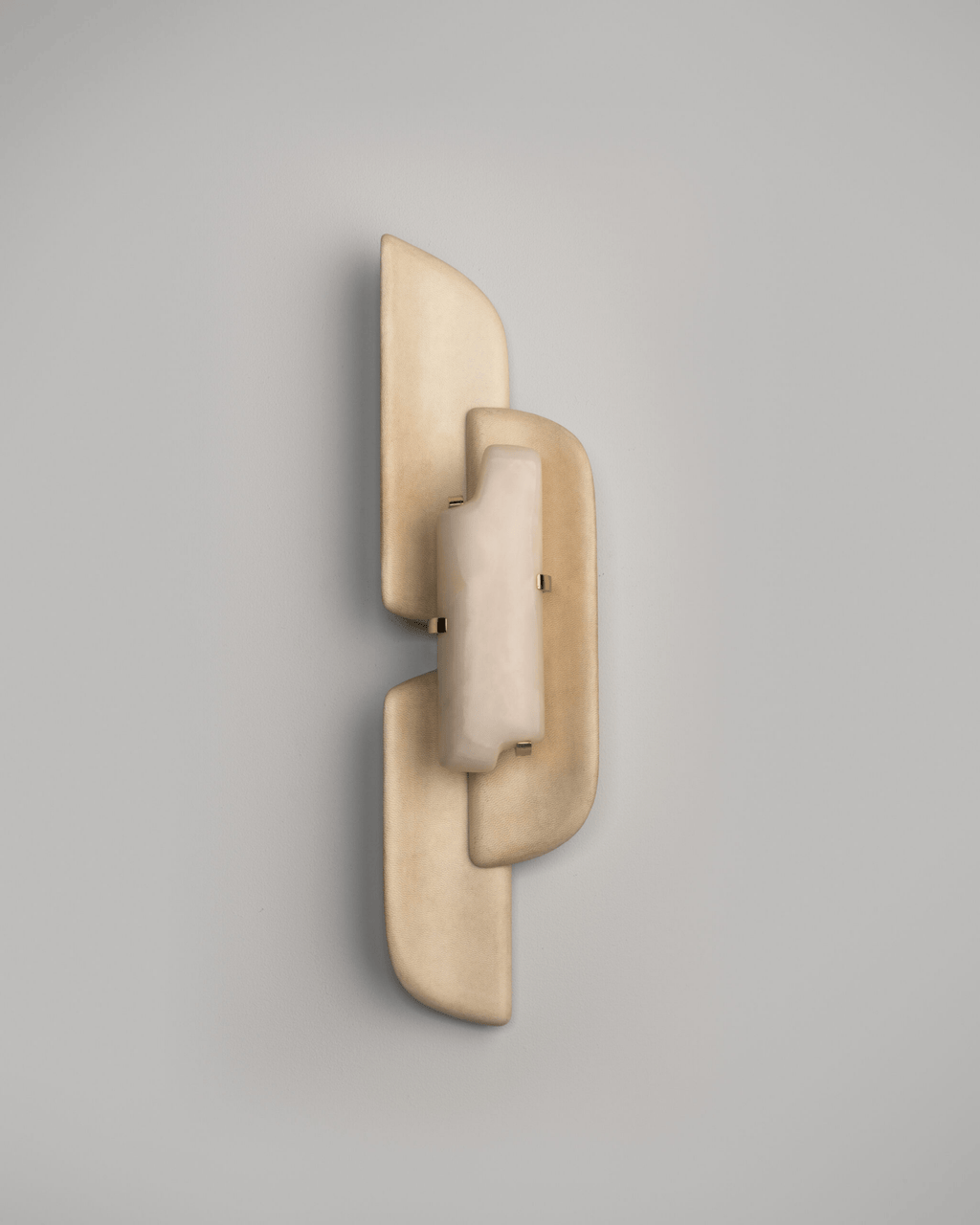 Applique murale moderne Theon en Blanc albâtre et beige