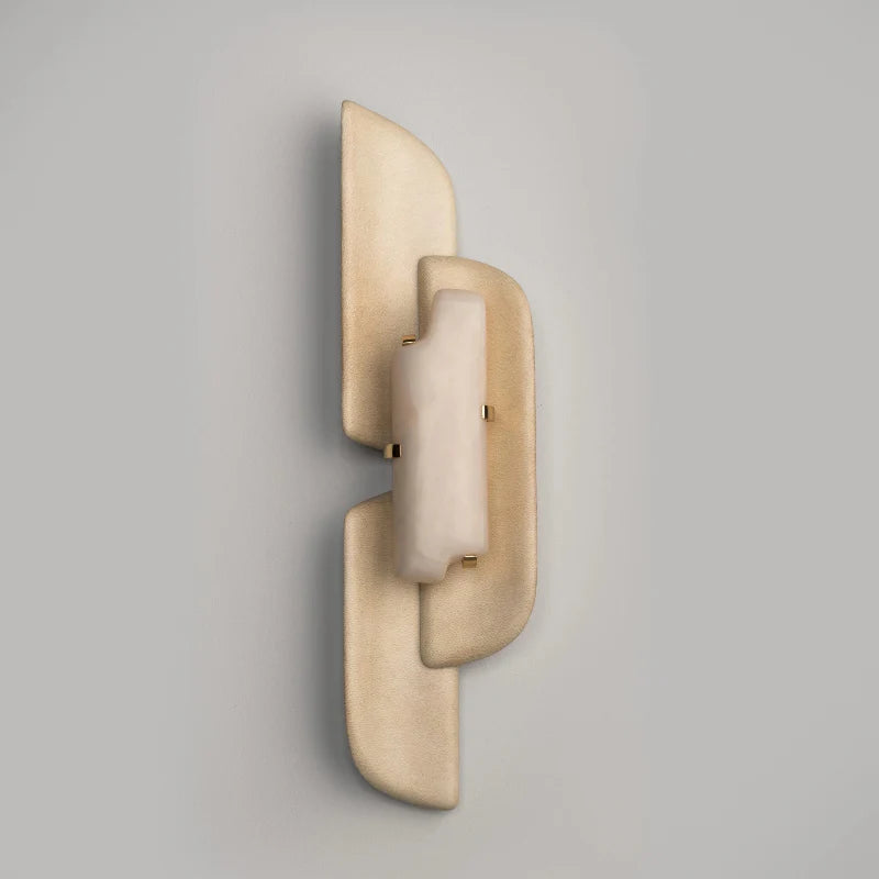 Applique murale moderne Theon en Blanc albâtre et beige