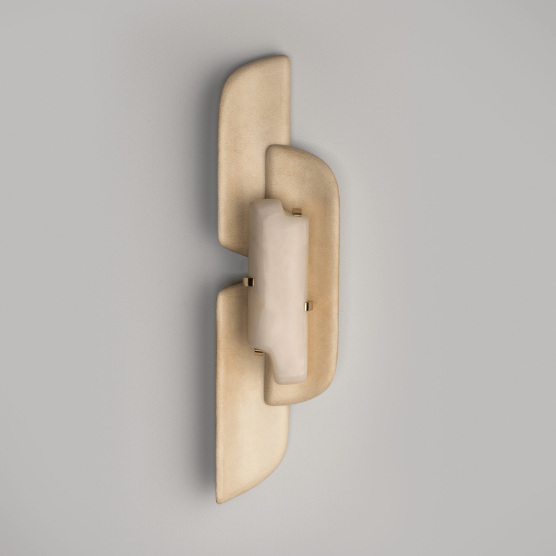 Applique murale moderne Theon en Blanc albâtre et beige