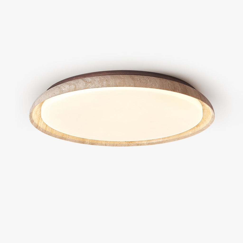 Plafonnier moderne Edmond en Travertin jaune et noyer