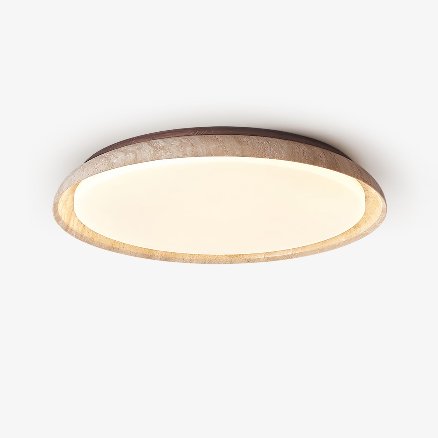 Plafonnier moderne Edmond en Travertin jaune et noyer