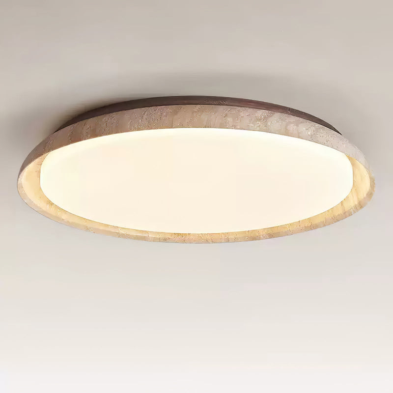 Plafonnier moderne Edmond en Travertin jaune et noyer