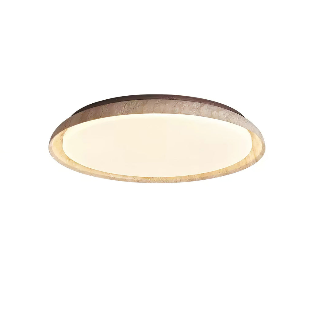 Plafonnier moderne Edmond en Travertin jaune et noyer