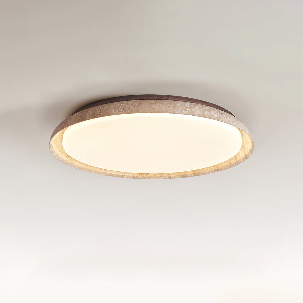 Plafonnier moderne Edmond en Travertin jaune et noyer