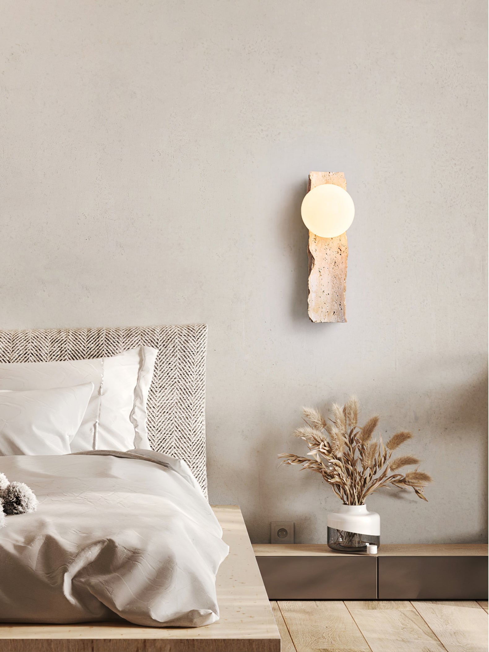 Applique murale moderne Eske en Travertin jaune et blanc