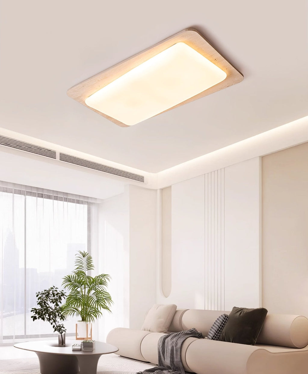 Plafonnier moderne Coe en Travertin jaune et blanc