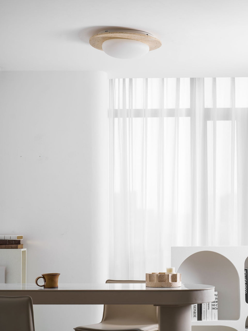 Plafonnier moderne Dak en pierre Travertin jaune et blanc