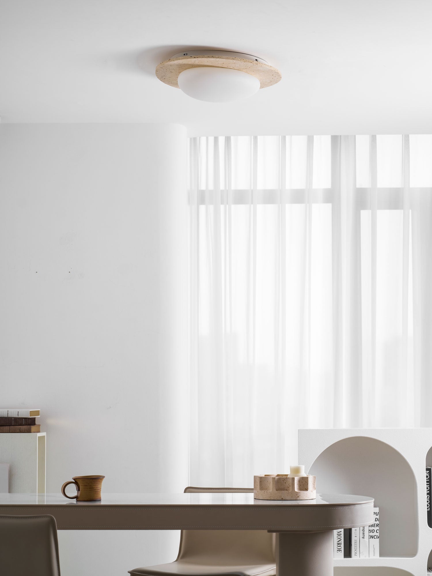 Plafonnier moderne Dak en pierre Travertin jaune et blanc