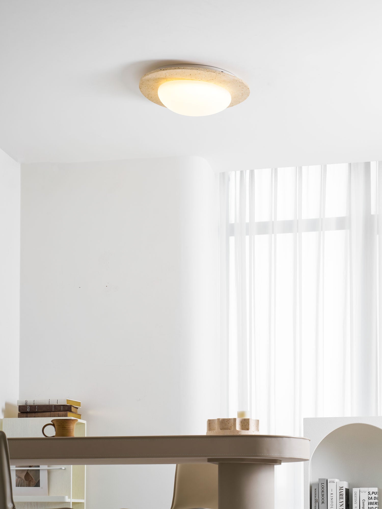 Plafonnier moderne Dak en pierre Travertin jaune et blanc